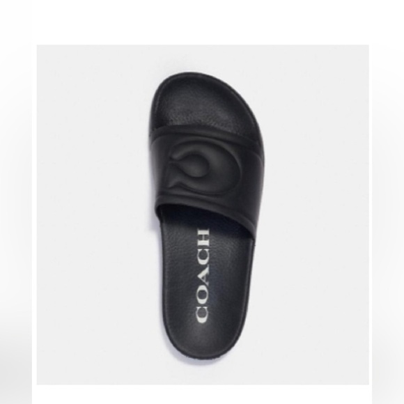 Coach Black Logo Slide Sandals - Picture 1 of 8